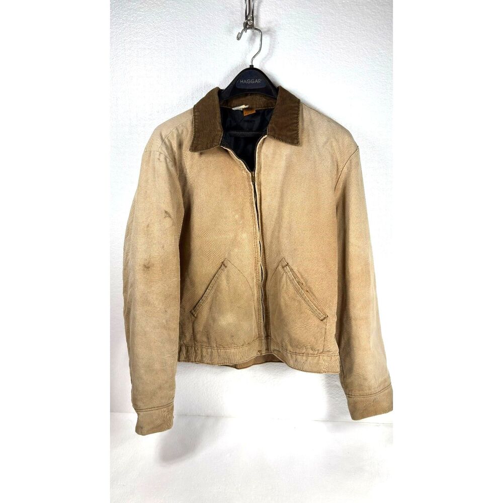 Vintage 90s Big Ben Canvas Workers Jacket Corduroy Collar Brown Size 42 USA